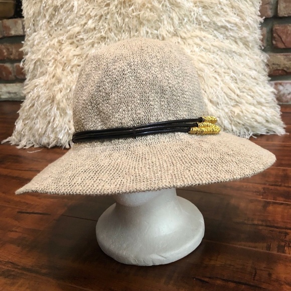 Vintage BoHo Chic Med Brim Brass Floppy Hat main image 7